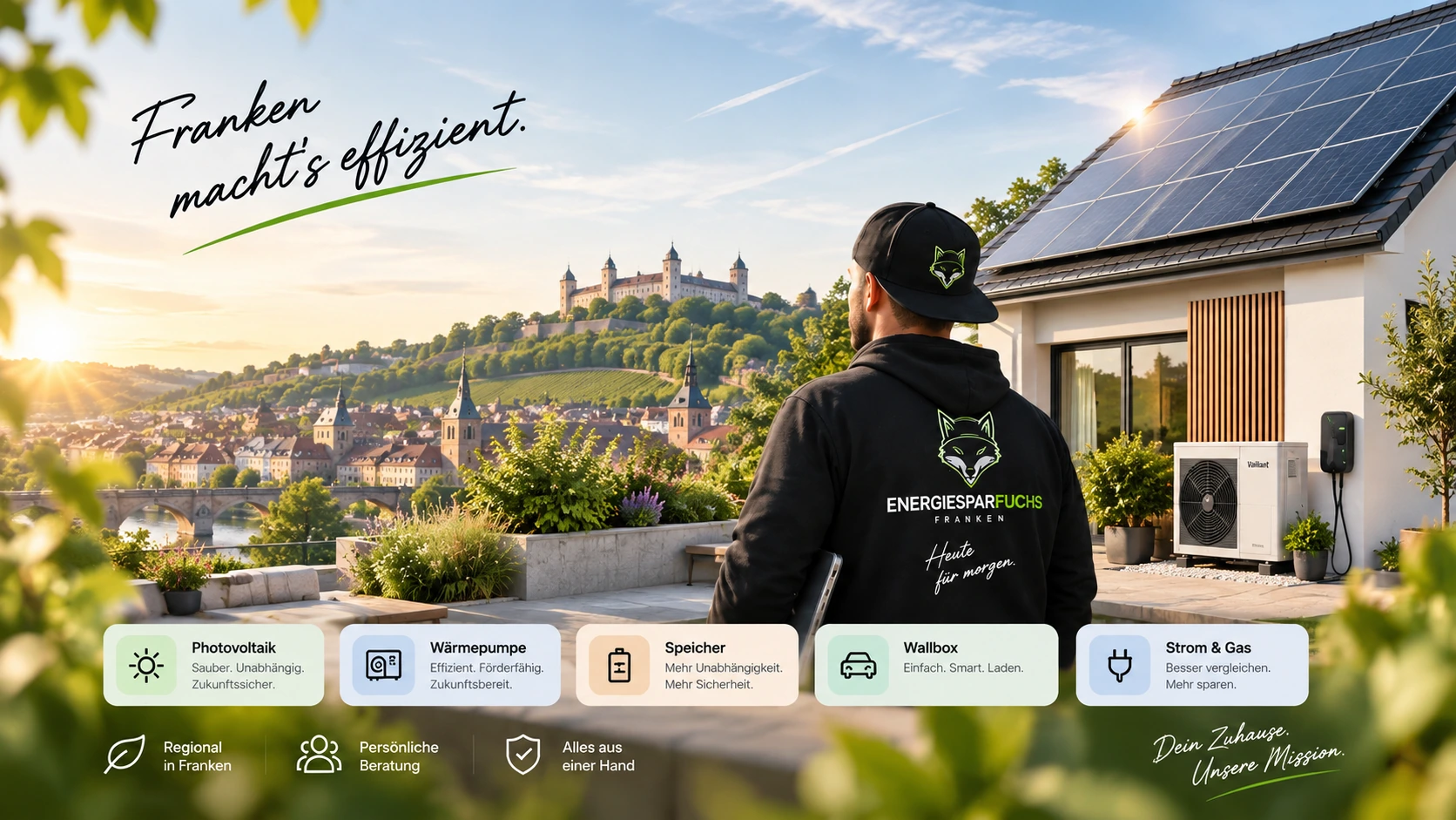 Energiesparfuchs Energiewelt mit Photovoltaik, Wärmepumpe und Würzburg